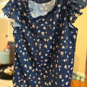 SHEIN Navy Floral Print Top